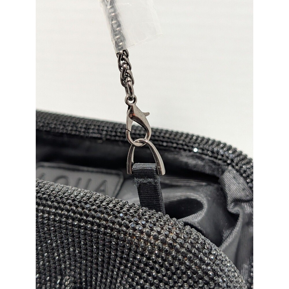 AQUA Irina Black Rhinestone Evening Clutch Crossbody Bag NWT Bloomingdale's New - Picture 4 of 15